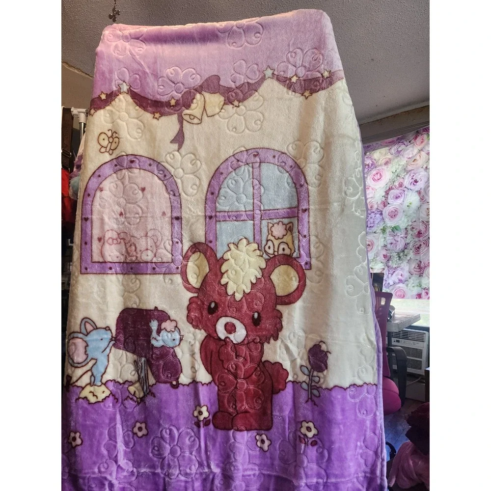 YOYO Super Soft Baby Blanket 39x55 Embossed Bear Bunny Purple Pink New